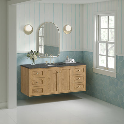 James Martin Vanities Laurent 60" Light Natural Oak Single Vanity With 3cm Parisien Bleu Quartz Top