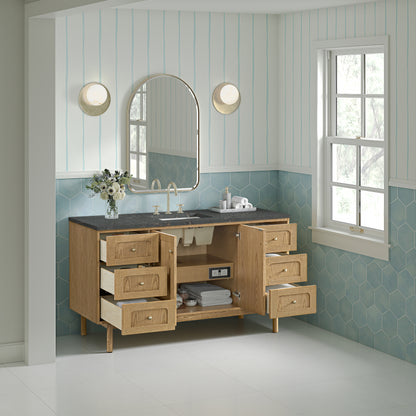 James Martin Vanities Laurent 60" Light Natural Oak Single Vanity With 3cm Parisien Bleu Quartz Top