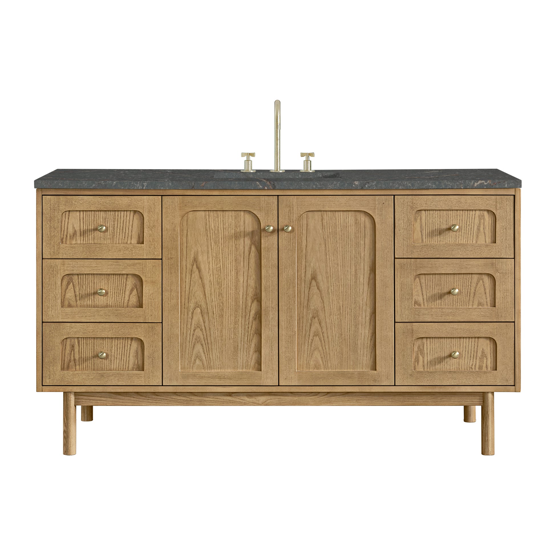 James Martin Vanities Laurent 60" Light Natural Oak Single Vanity With 3cm Parisien Bleu Quartz Top