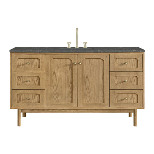 James Martin Vanities Laurent 60" Light Natural Oak Single Vanity With 3cm Parisien Bleu Quartz Top
