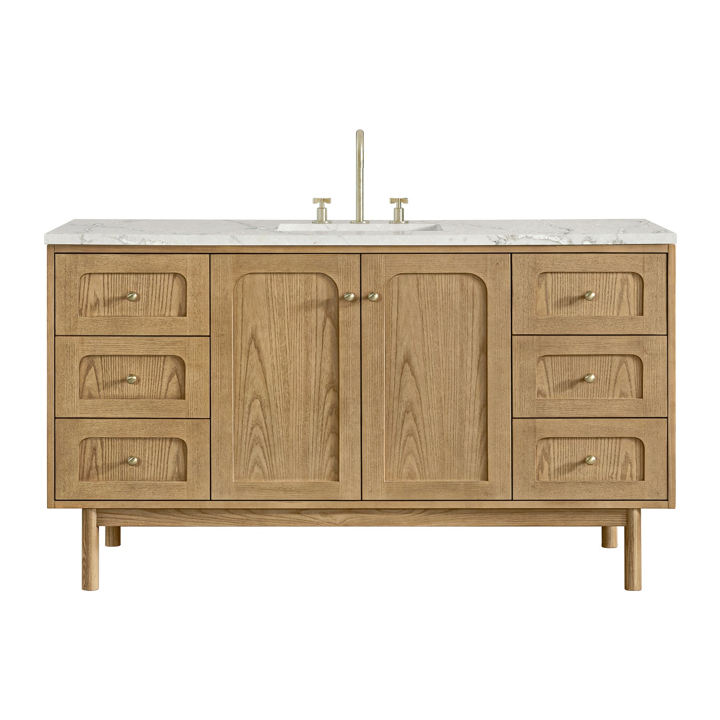 James Martin Vanities Laurent 60" Light Natural Oak Single Vanity With 3cm Victorian Silver Quartz Top