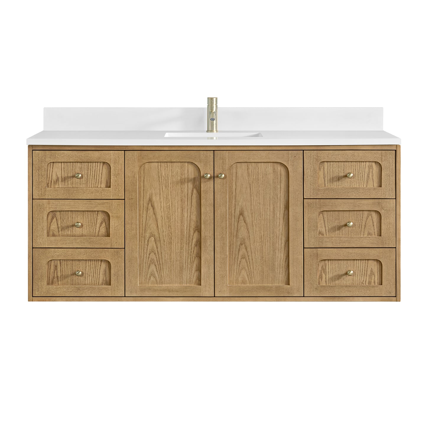 James Martin Vanities Laurent 60" Light Natural Oak Single Vanity With Single Hole 3cm White Zeus Quartz Top and Backsplash