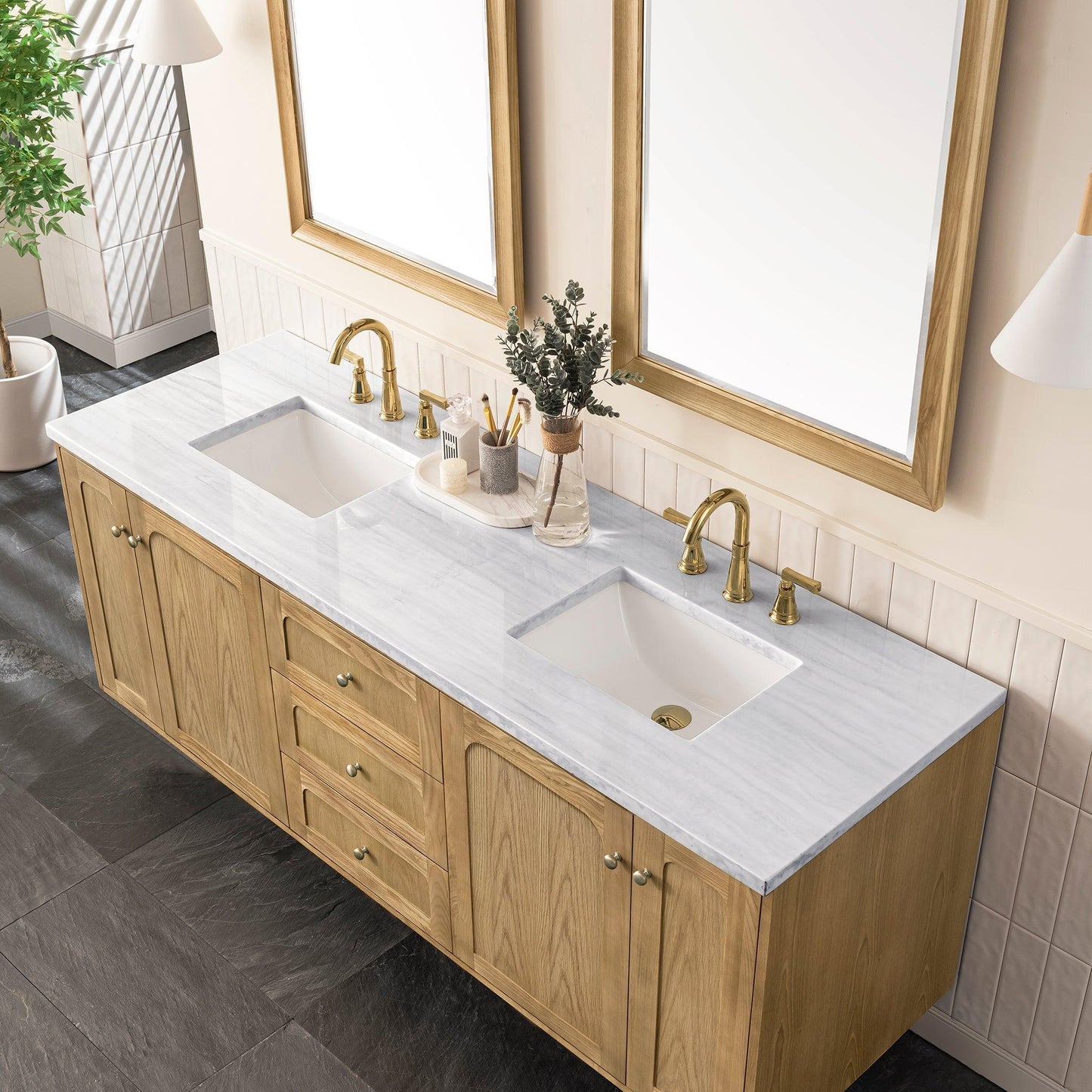 James Martin Vanities Laurent 72" Light Natural Oak Double Vanity