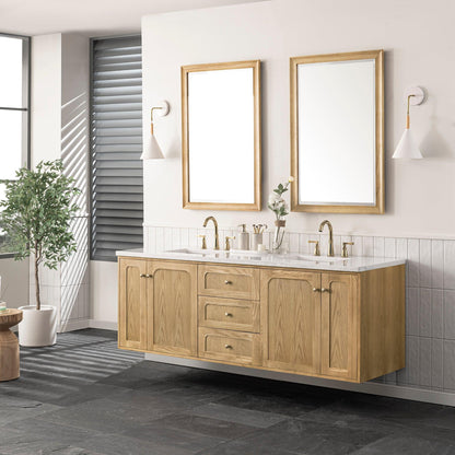 James Martin Vanities Laurent 72" Light Natural Oak Double Vanity With 3cm Arctic Fall Top