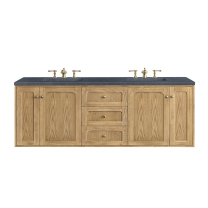 James Martin Vanities Laurent 72" Light Natural Oak Double Vanity With 3cm Charcoal Soapstone Top