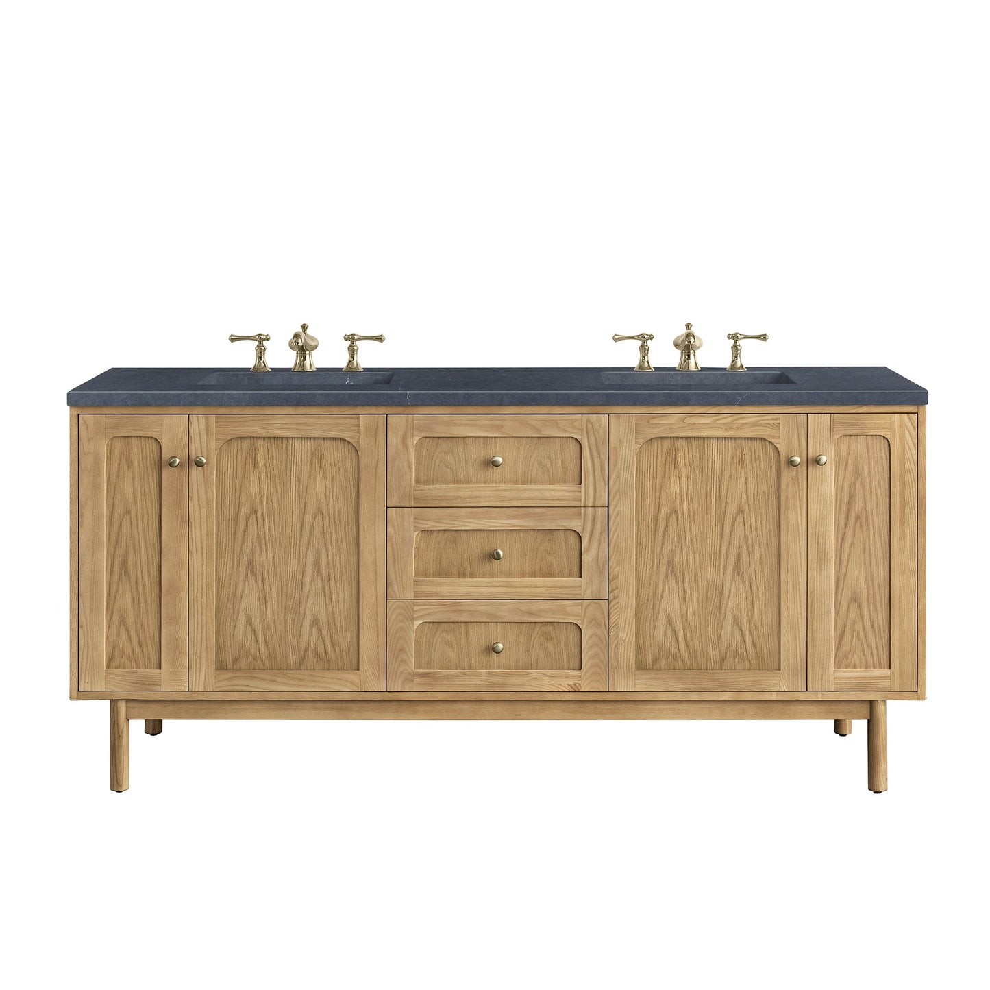 James Martin Vanities Laurent 72" Light Natural Oak Double Vanity With 3cm Charcoal Soapstone Top