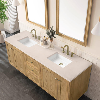 James Martin Vanities Laurent 72" Light Natural Oak Double Vanity With 3cm Eternal Marfil Top