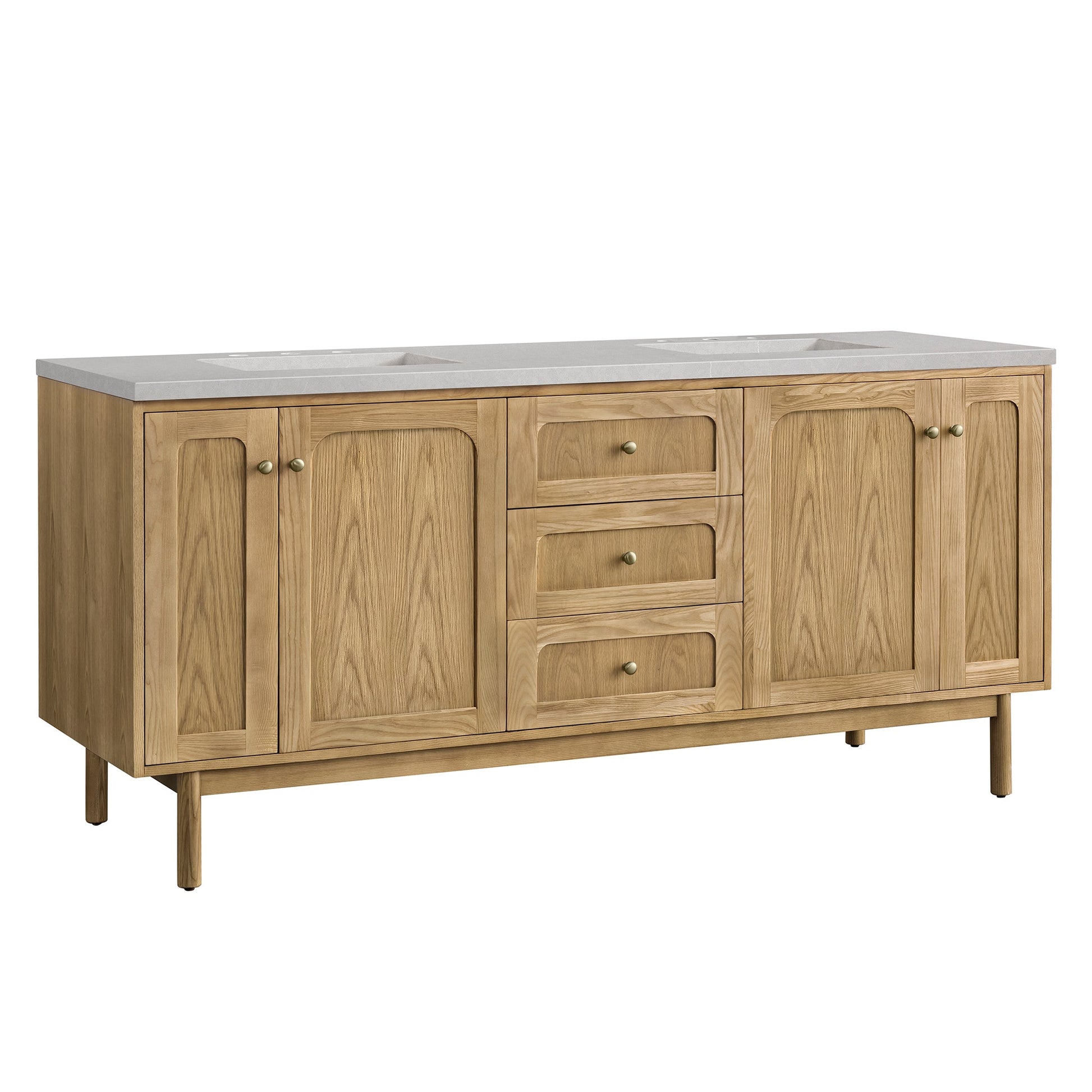 James Martin Vanities Laurent 72" Light Natural Oak Double Vanity With 3cm Eternal Serena Top