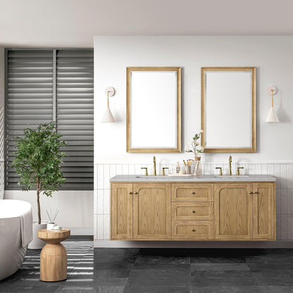 James Martin Vanities Laurent 72" Light Natural Oak Double Vanity With 3cm Eternal Serena Top