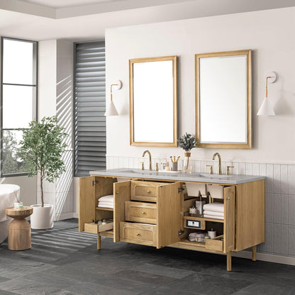 James Martin Vanities Laurent 72" Light Natural Oak Double Vanity With 3cm Eternal Serena Top