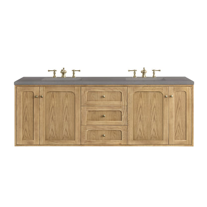 James Martin Vanities Laurent 72" Light Natural Oak Double Vanity With 3cm Grey Expo Top