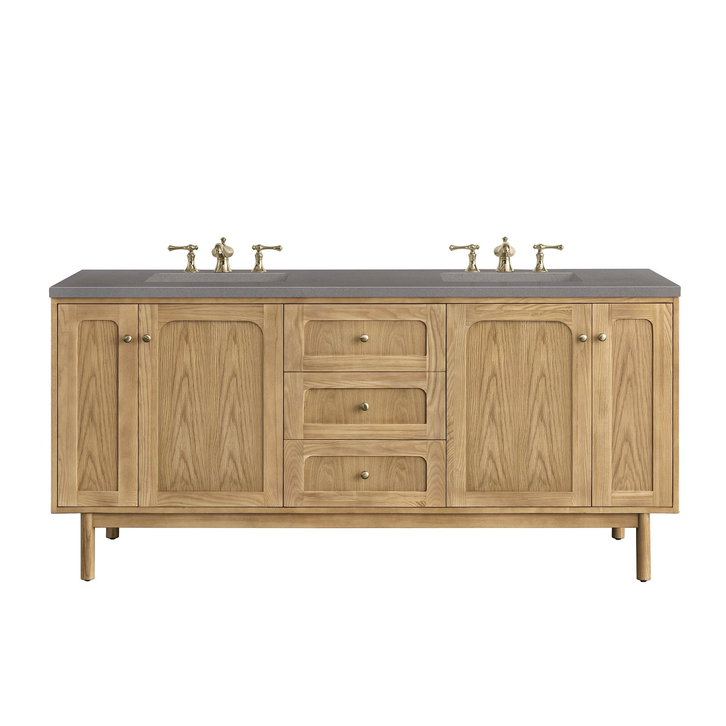 James Martin Vanities Laurent 72" Light Natural Oak Double Vanity With 3cm Grey Expo Top