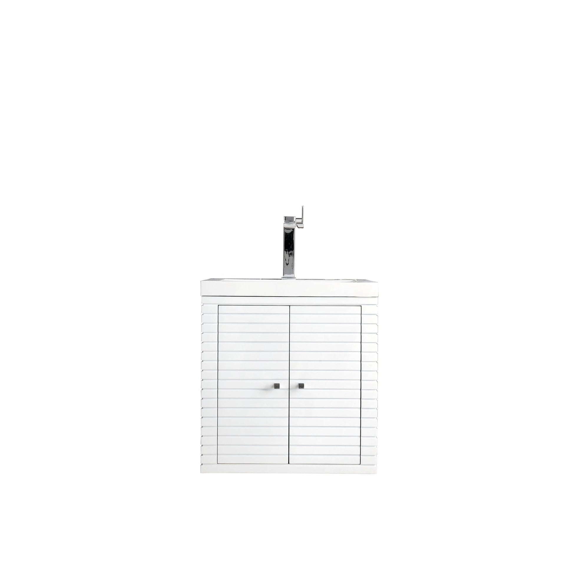 James Martin Vanities Linden 24" Glossy White Single Vanity Cabinet With White Glossy Composite Countertop