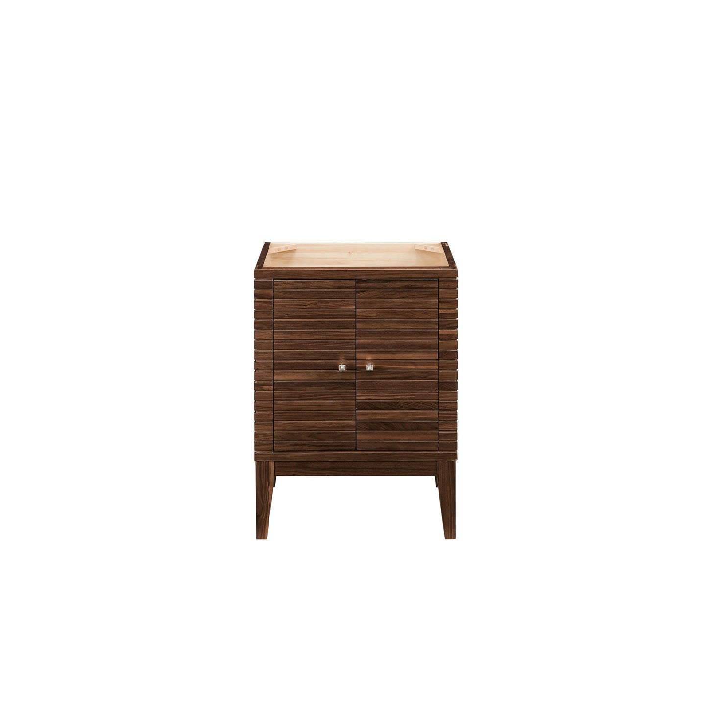 James Martin Vanities Linden 24" Mid Century Walnut Single Vanity Cabinet With White Glossy Composite Countertop