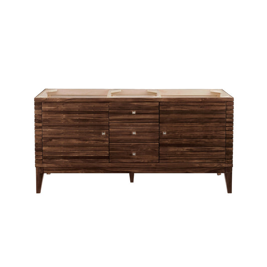 James Martin Vanities Linear 59" Mid Century Walnut Double Vanity Cabinet