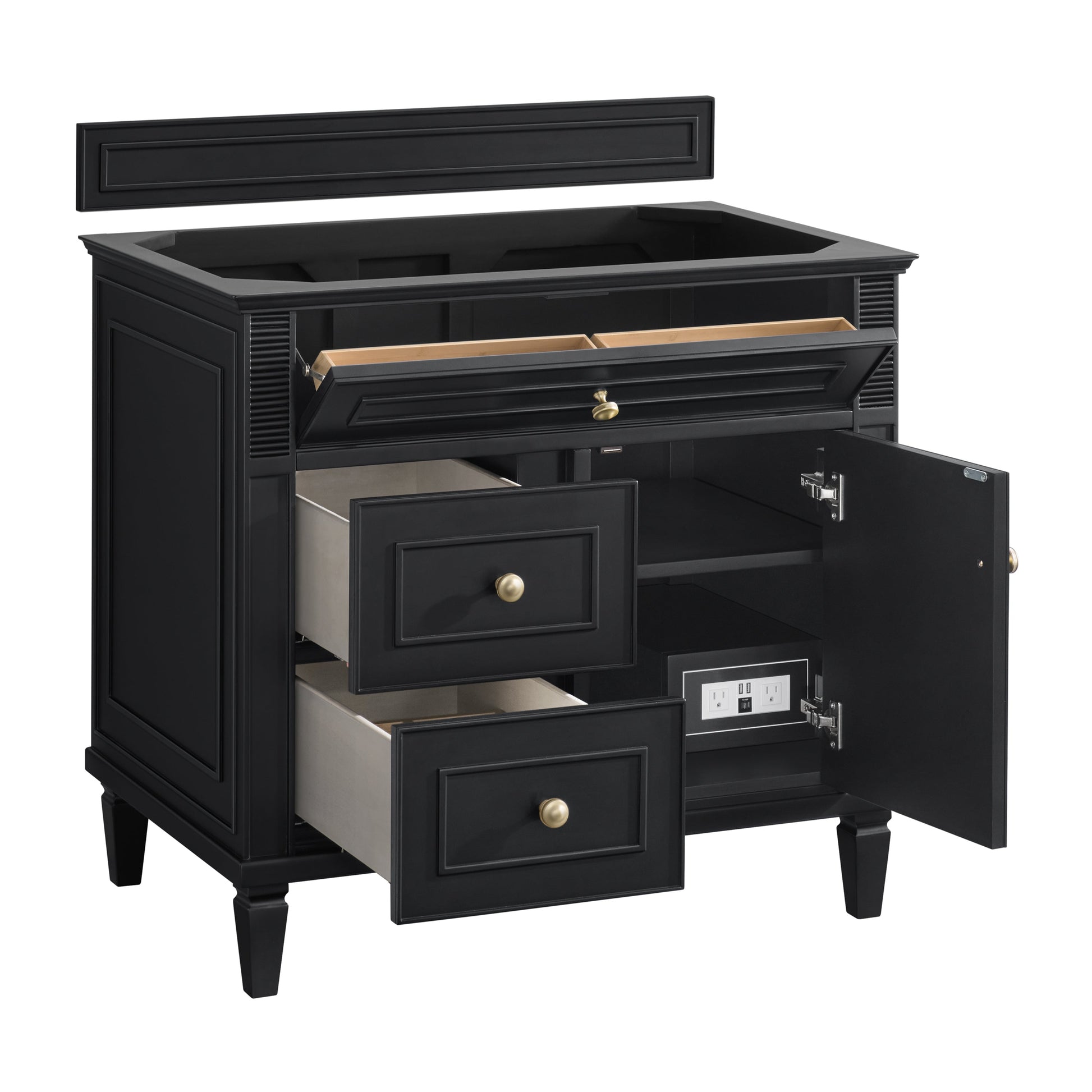 James Martin Vanities Lorelai 36" Black Onyx Single Vanity With 3 CM Charcoal Soapstone Quartz Top