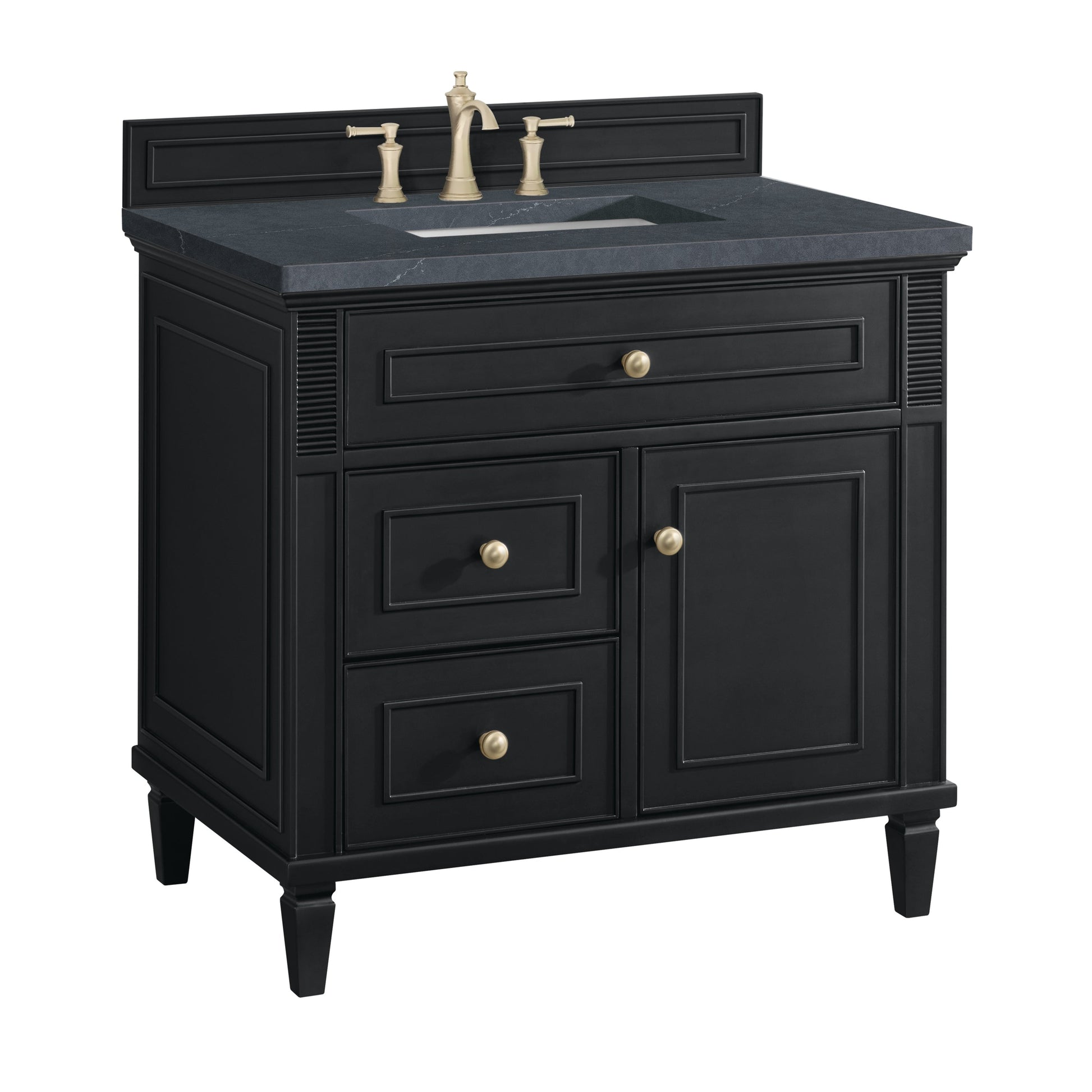 James Martin Vanities Lorelai 36" Black Onyx Single Vanity With 3 CM Charcoal Soapstone Quartz Top