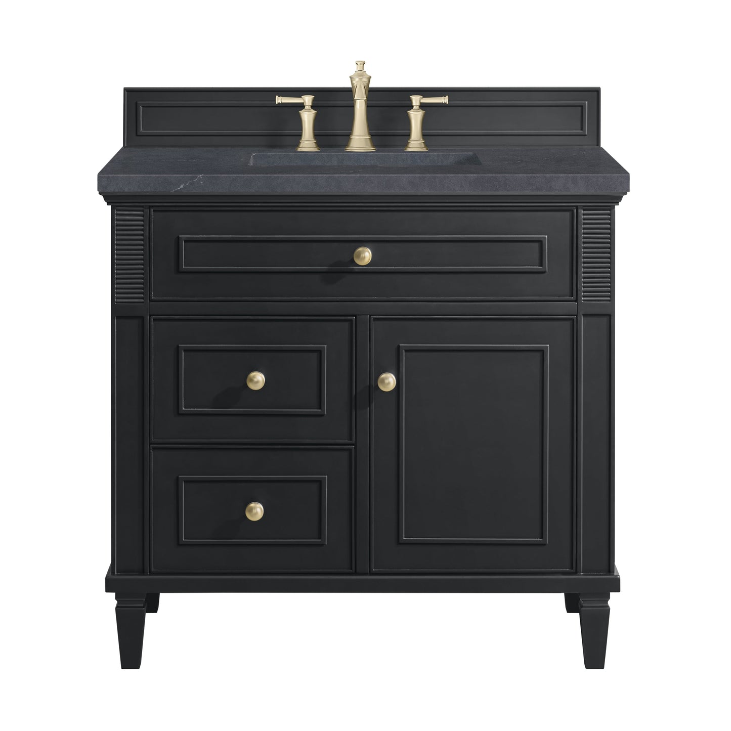 James Martin Vanities Lorelai 36" Black Onyx Single Vanity With 3 CM Charcoal Soapstone Quartz Top