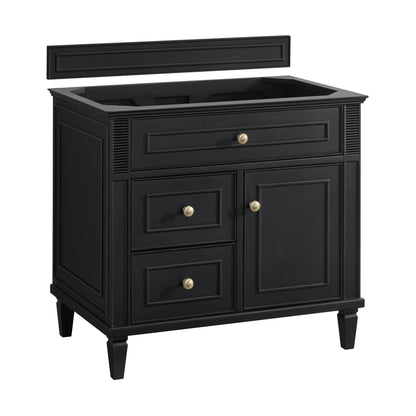 James Martin Vanities Lorelai 36" Black Onyx Single Vanity With 3 CM Eternal Jasmine Pearl Quartz Top