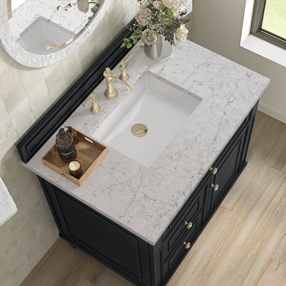 James Martin Vanities Lorelai 36" Black Onyx Single Vanity With 3 CM Eternal Jasmine Pearl Quartz Top