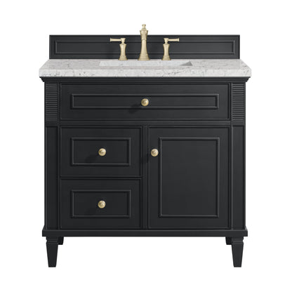 James Martin Vanities Lorelai 36" Black Onyx Single Vanity With 3 CM Eternal Jasmine Pearl Quartz Top