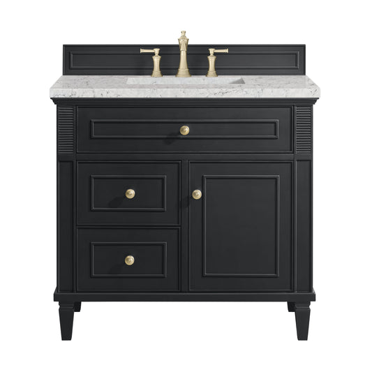 James Martin Vanities Lorelai 36" Black Onyx Single Vanity With 3 CM Eternal Jasmine Pearl Quartz Top