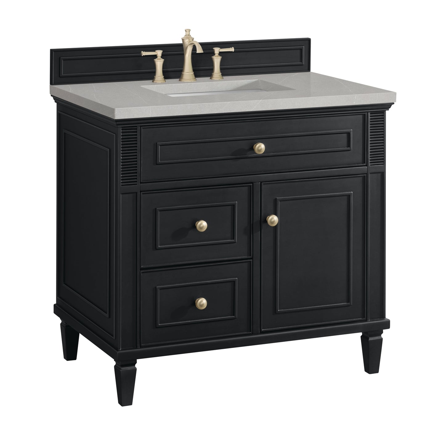 James Martin Vanities Lorelai 36" Black Onyx Single Vanity With 3 CM Eternal Serena Quartz Top