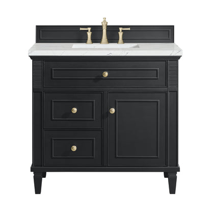 James Martin Vanities Lorelai 36" Black Onyx Single Vanity With 3 CM Ethereal Noctis Quartz Top