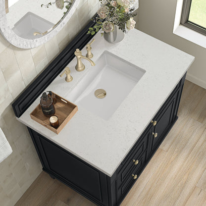 James Martin Vanities Lorelai 36" Black Onyx Single Vanity With 3 CM Lime Delight Quartz Top