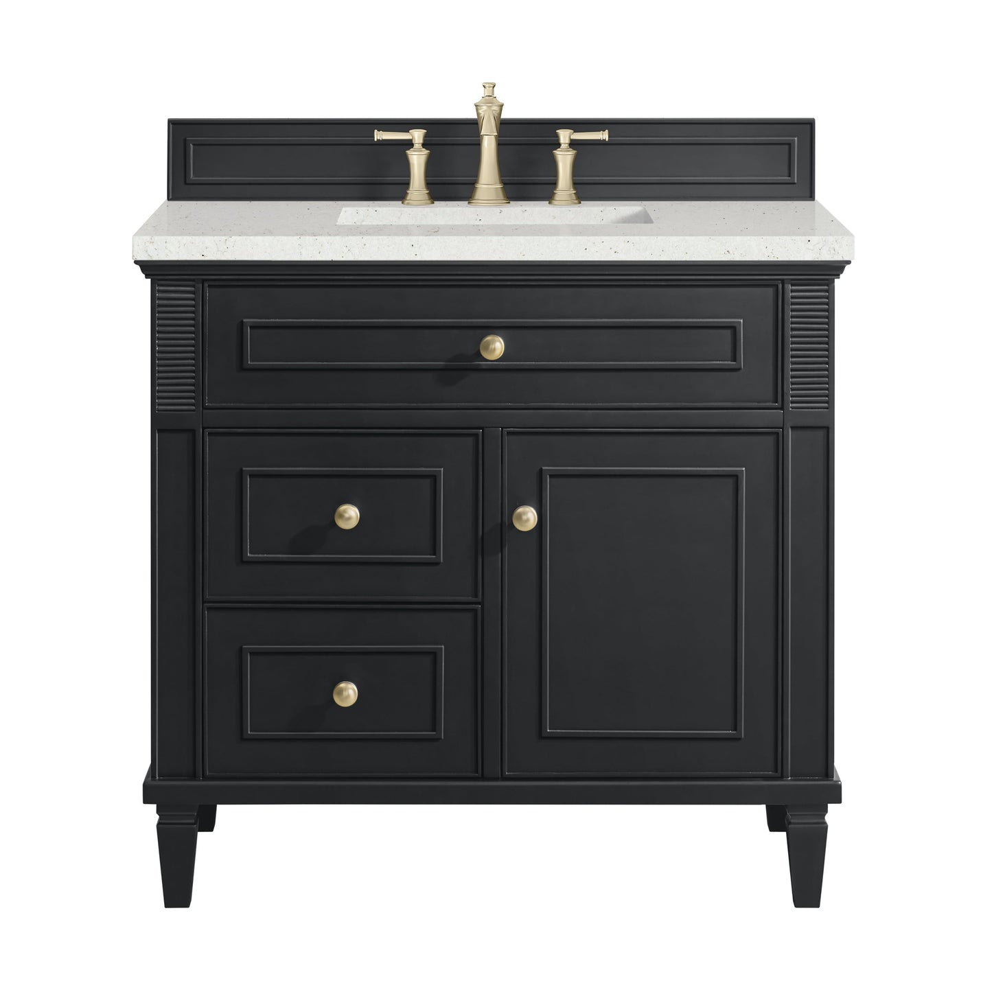 James Martin Vanities Lorelai 36" Black Onyx Single Vanity With 3 CM Lime Delight Quartz Top