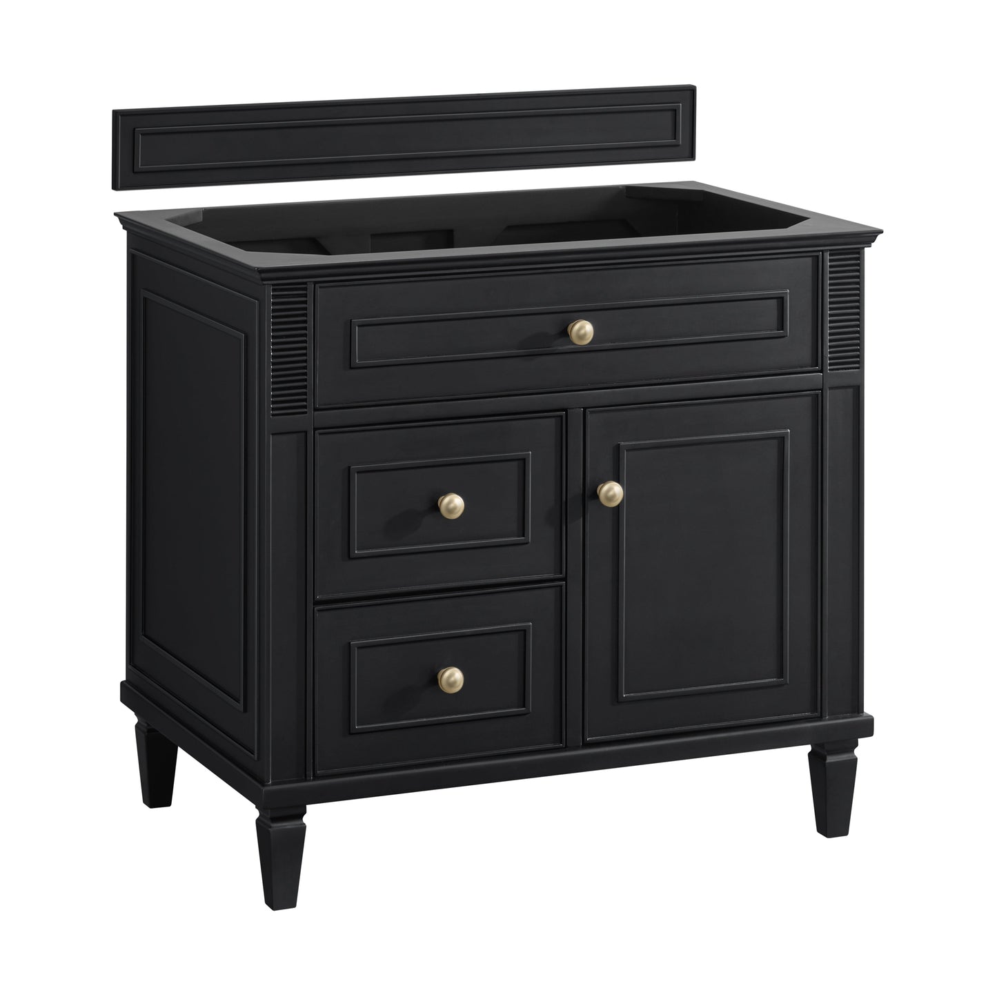 James Martin Vanities Lorelai 36" Black Onyx Single Vanity With 3 CM Parisien Bleu Quartz Top