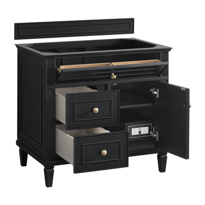 James Martin Vanities Lorelai 36" Black Onyx Single Vanity With 3 CM Parisien Bleu Quartz Top