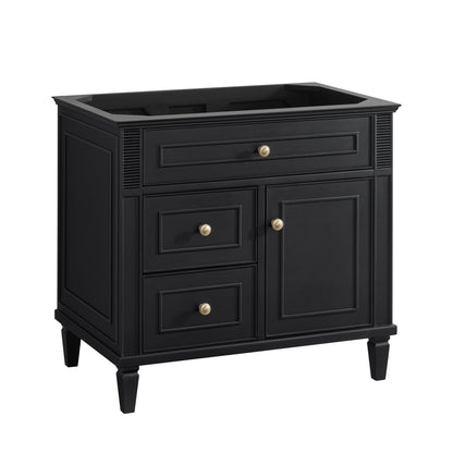 James Martin Vanities Lorelai 36" Black Onyx Single Vanity With 3 CM White Zeus Quartz Top