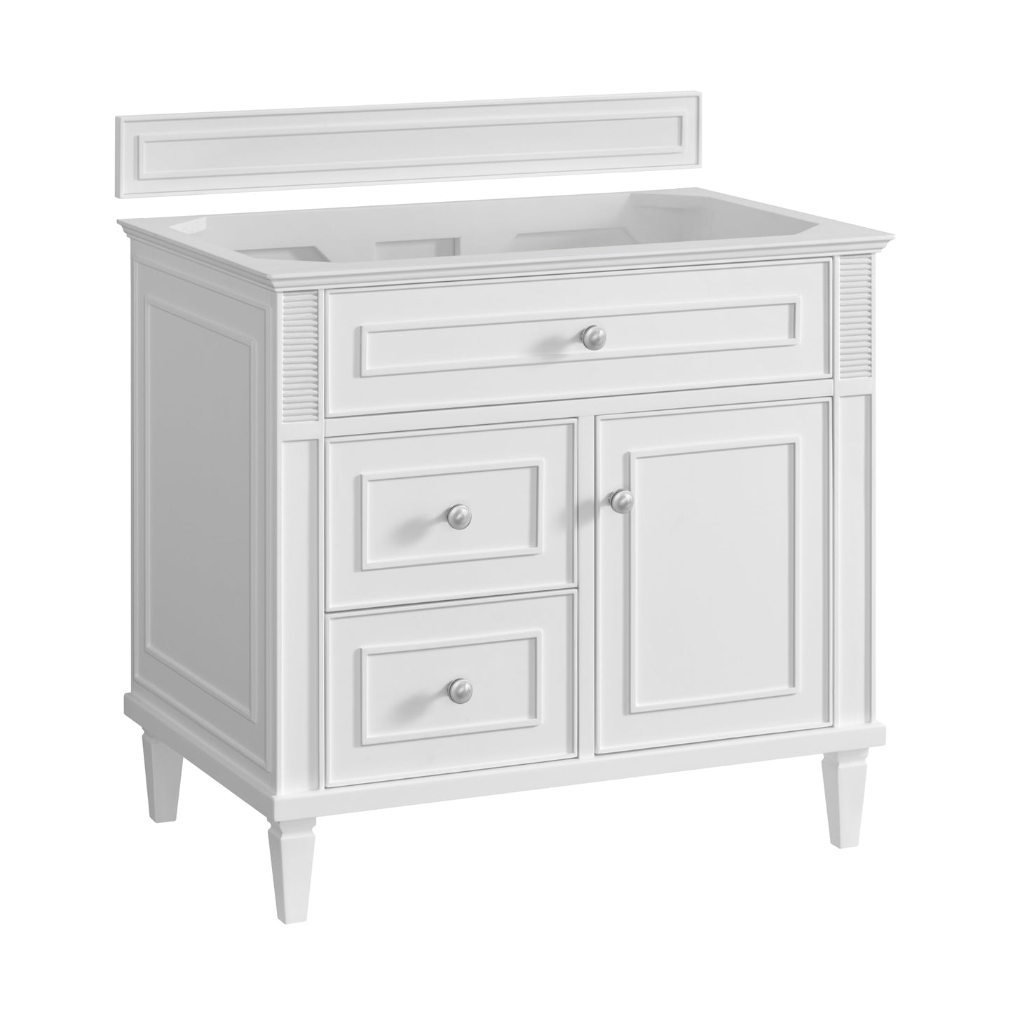 James Martin Vanities Lorelai 36" Bright White Single Vanity With 3 CM Arctic Fall Solid Surface Top