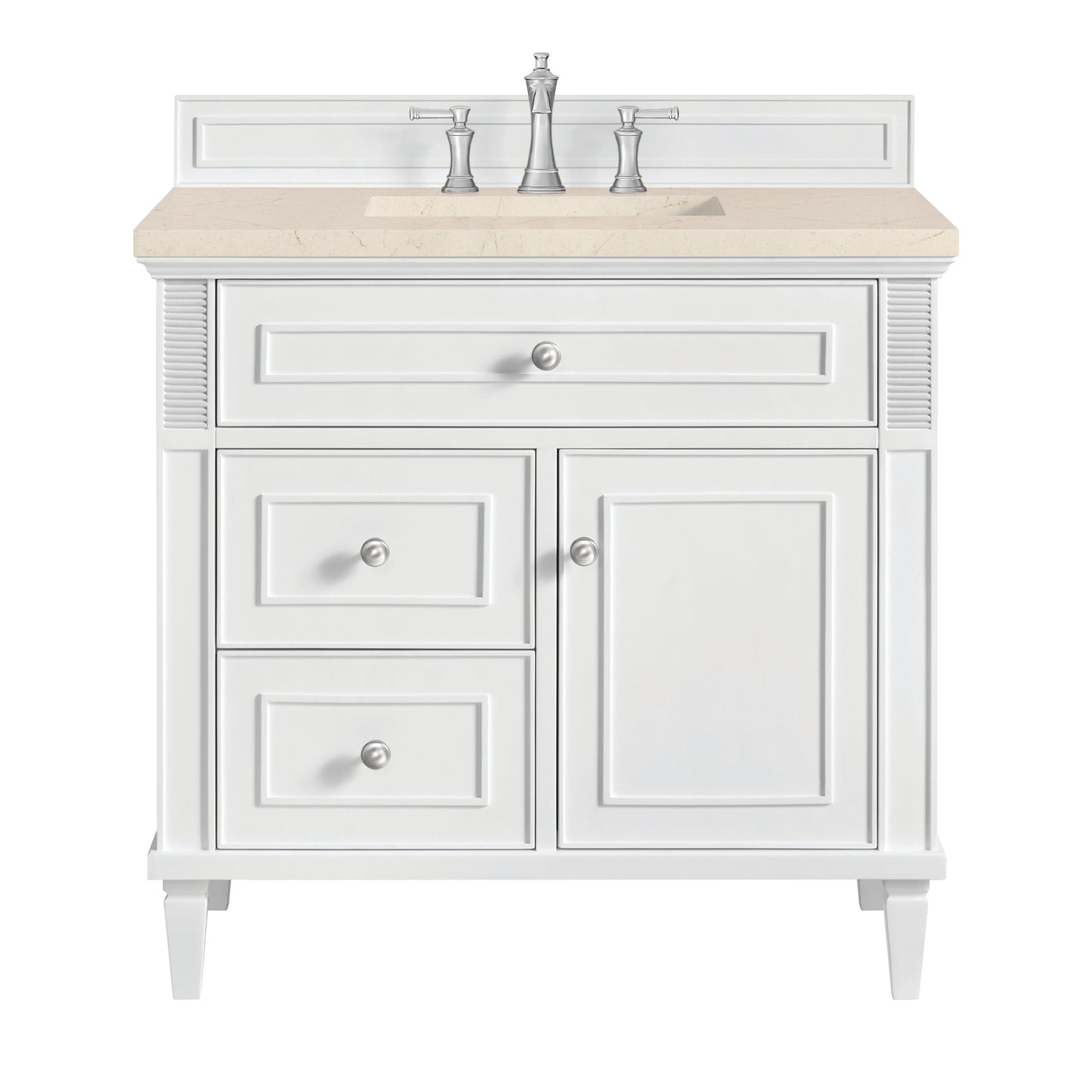 James Martin Vanities Lorelai 36" Bright White Single Vanity With 3 CM Eternal Marfil Quartz Top