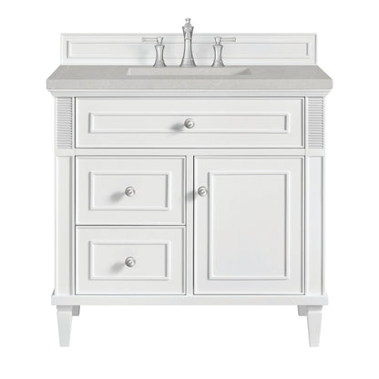 James Martin Vanities Lorelai 36" Bright White Single Vanity With 3 CM Eternal Serena Quartz Top