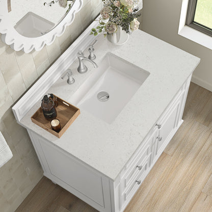 James Martin Vanities Lorelai 36" Bright White Single Vanity With 3 CM Lime Delight Quartz Top