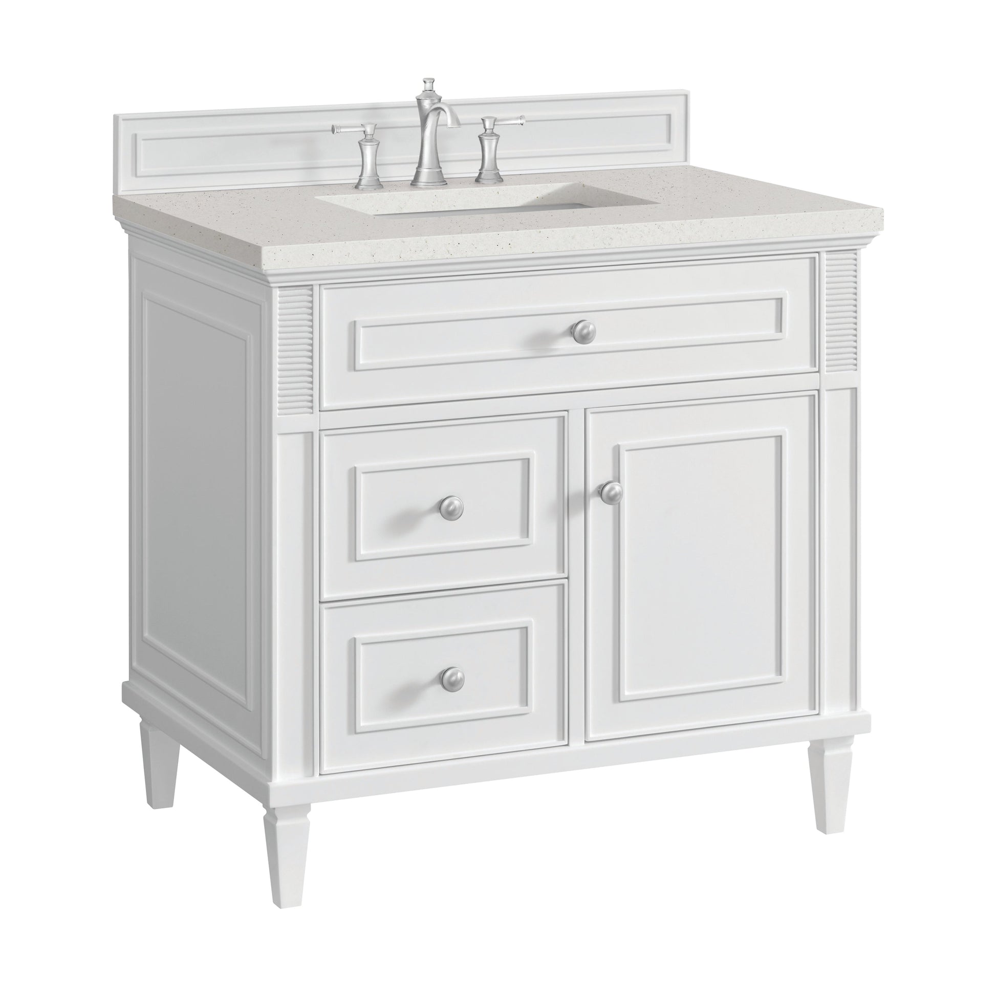 James Martin Vanities Lorelai 36" Bright White Single Vanity With 3 CM Lime Delight Quartz Top