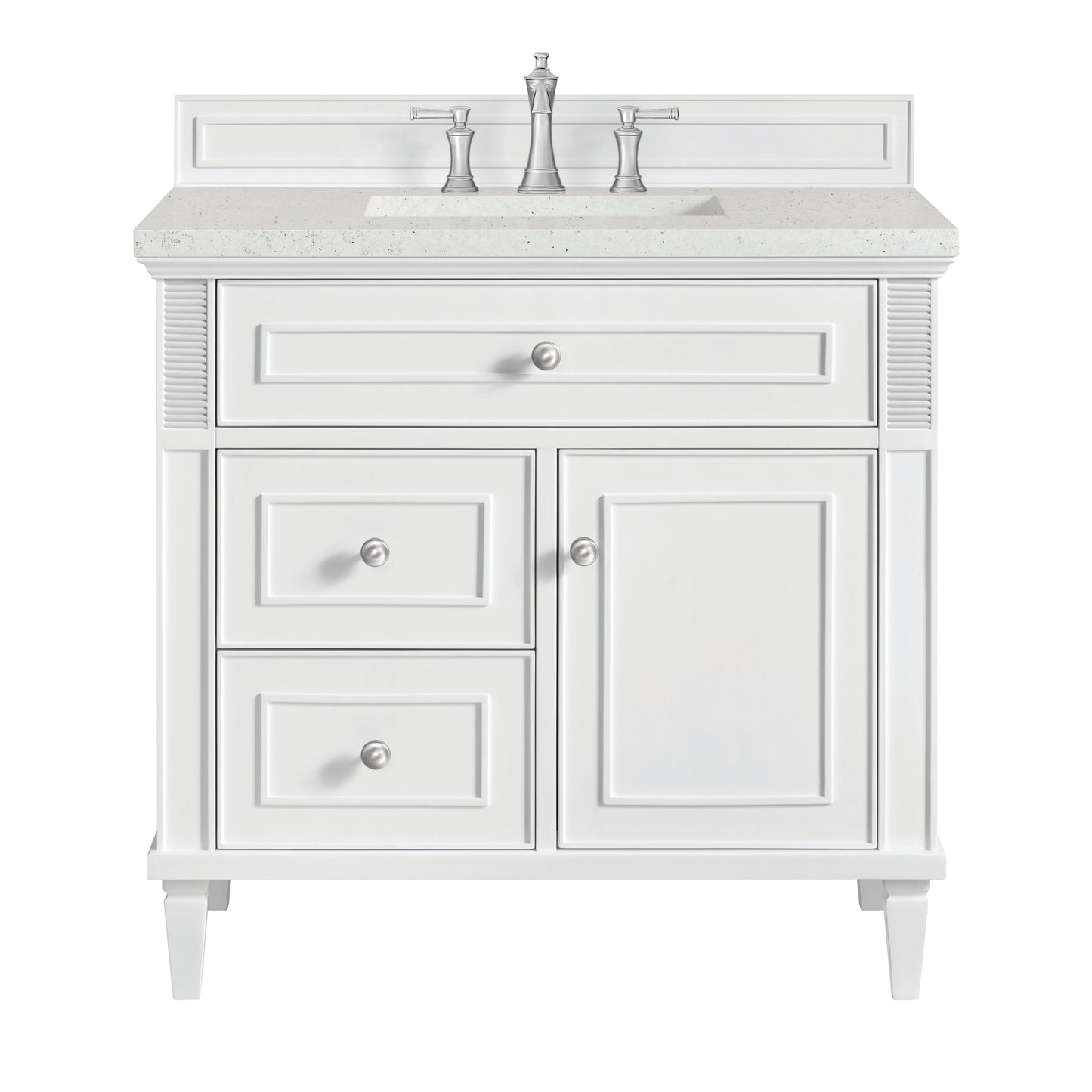 James Martin Vanities Lorelai 36" Bright White Single Vanity With 3 CM Lime Delight Quartz Top