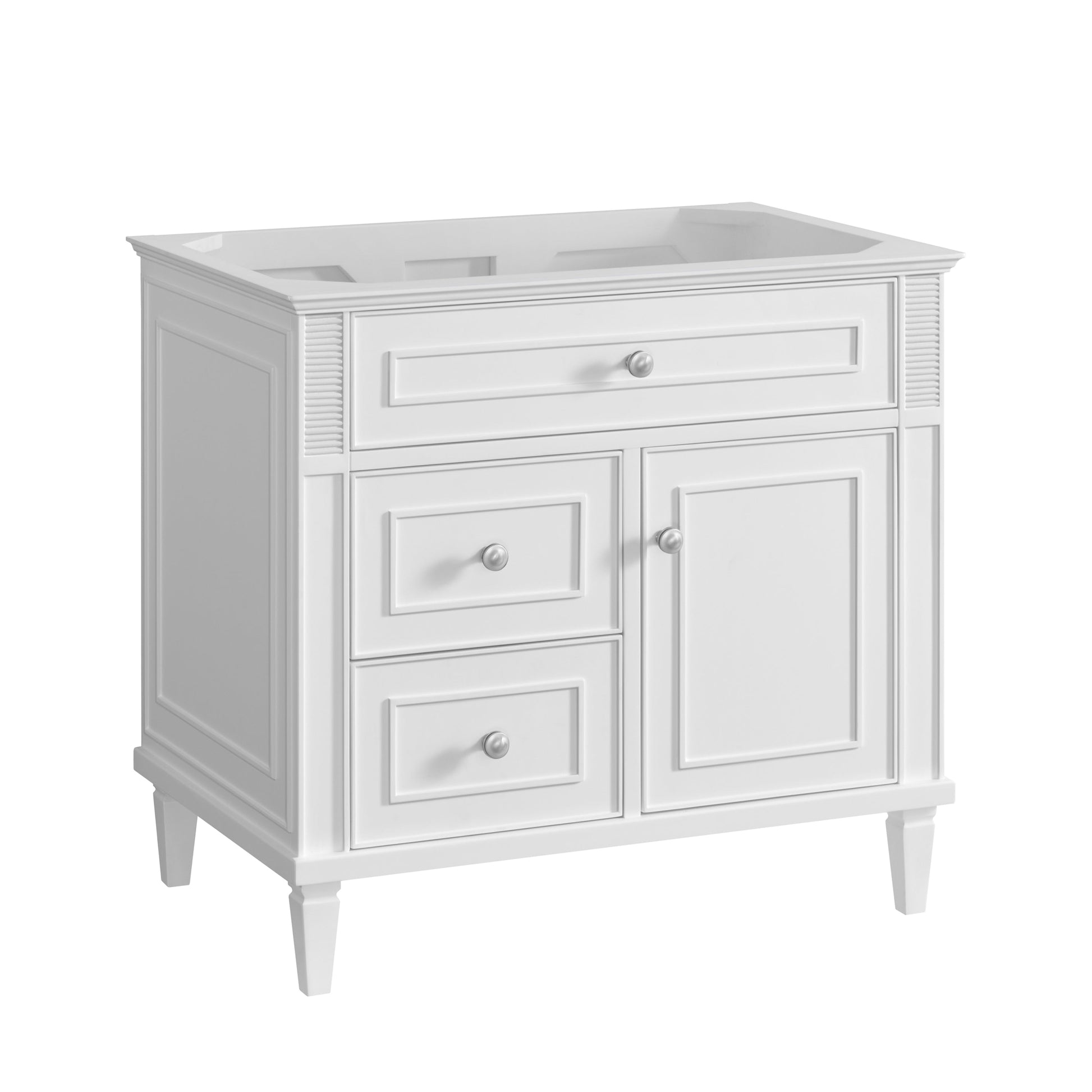 James Martin Vanities Lorelai 36" Bright White Single Vanity With 3 CM White Zeus Quartz Top