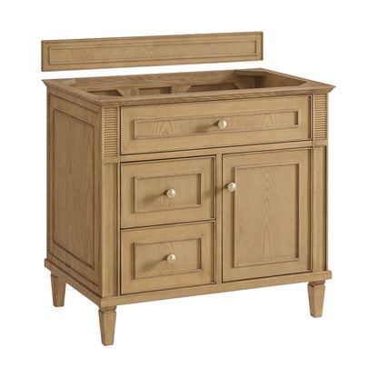 James Martin Vanities Lorelai 36" Light Natural Oak Single Vanity With 3 CM Arctic Fall Solid Surface Top