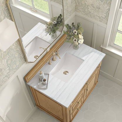 James Martin Vanities Lorelai 36" Light Natural Oak Single Vanity With 3 CM Arctic Fall Solid Surface Top