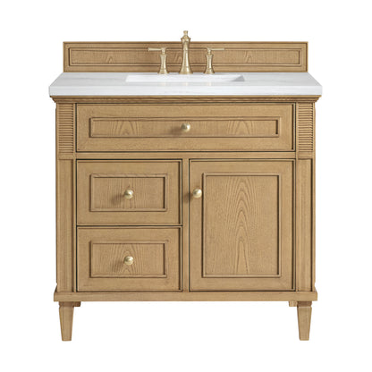 James Martin Vanities Lorelai 36" Light Natural Oak Single Vanity With 3 CM Arctic Fall Solid Surface Top