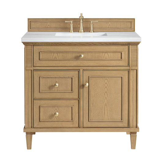 James Martin Vanities Lorelai 36" Light Natural Oak Single Vanity With 3 CM Arctic Fall Solid Surface Top