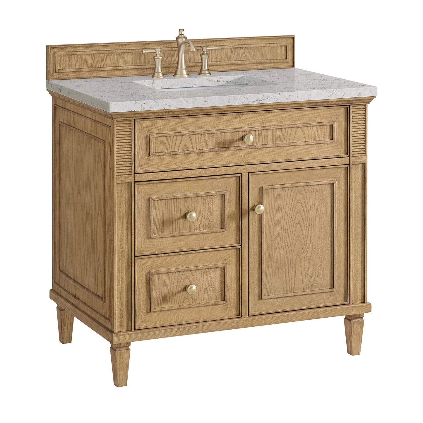 James Martin Vanities Lorelai 36" Light Natural Oak Single Vanity With 3 CM Eternal Jasmine Pearl Quartz Top