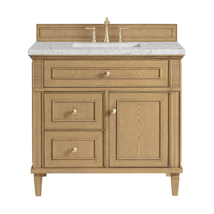 James Martin Vanities Lorelai 36" Light Natural Oak Single Vanity With 3 CM Eternal Jasmine Pearl Quartz Top