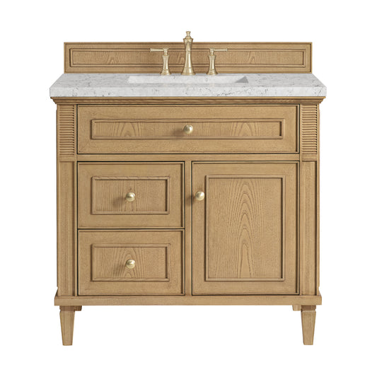 James Martin Vanities Lorelai 36" Light Natural Oak Single Vanity With 3 CM Eternal Jasmine Pearl Quartz Top