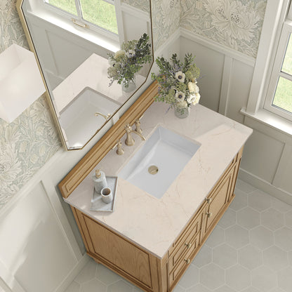 James Martin Vanities Lorelai 36" Light Natural Oak Single Vanity With 3 CM Eternal Marfil Quartz Top