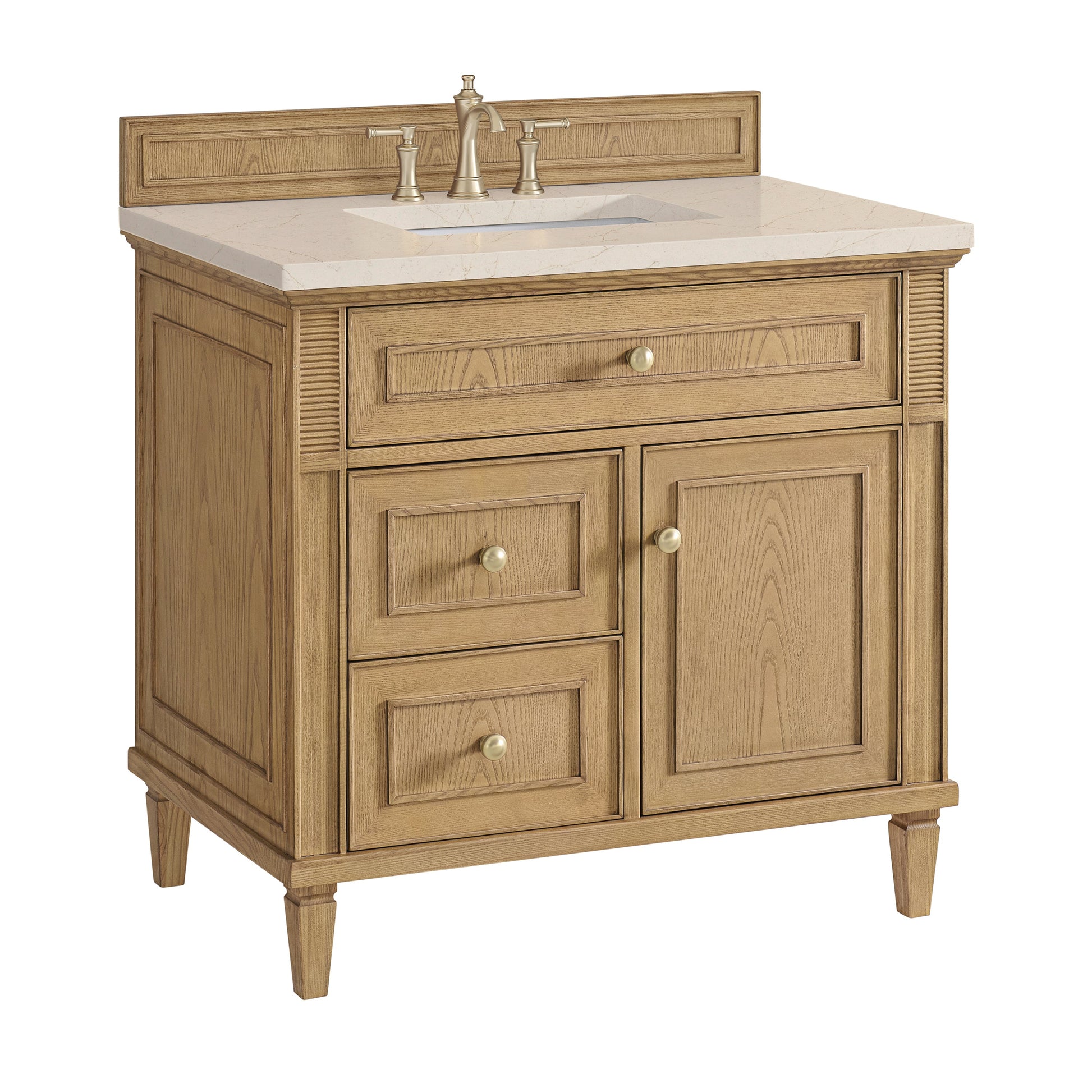 James Martin Vanities Lorelai 36" Light Natural Oak Single Vanity With 3 CM Eternal Marfil Quartz Top