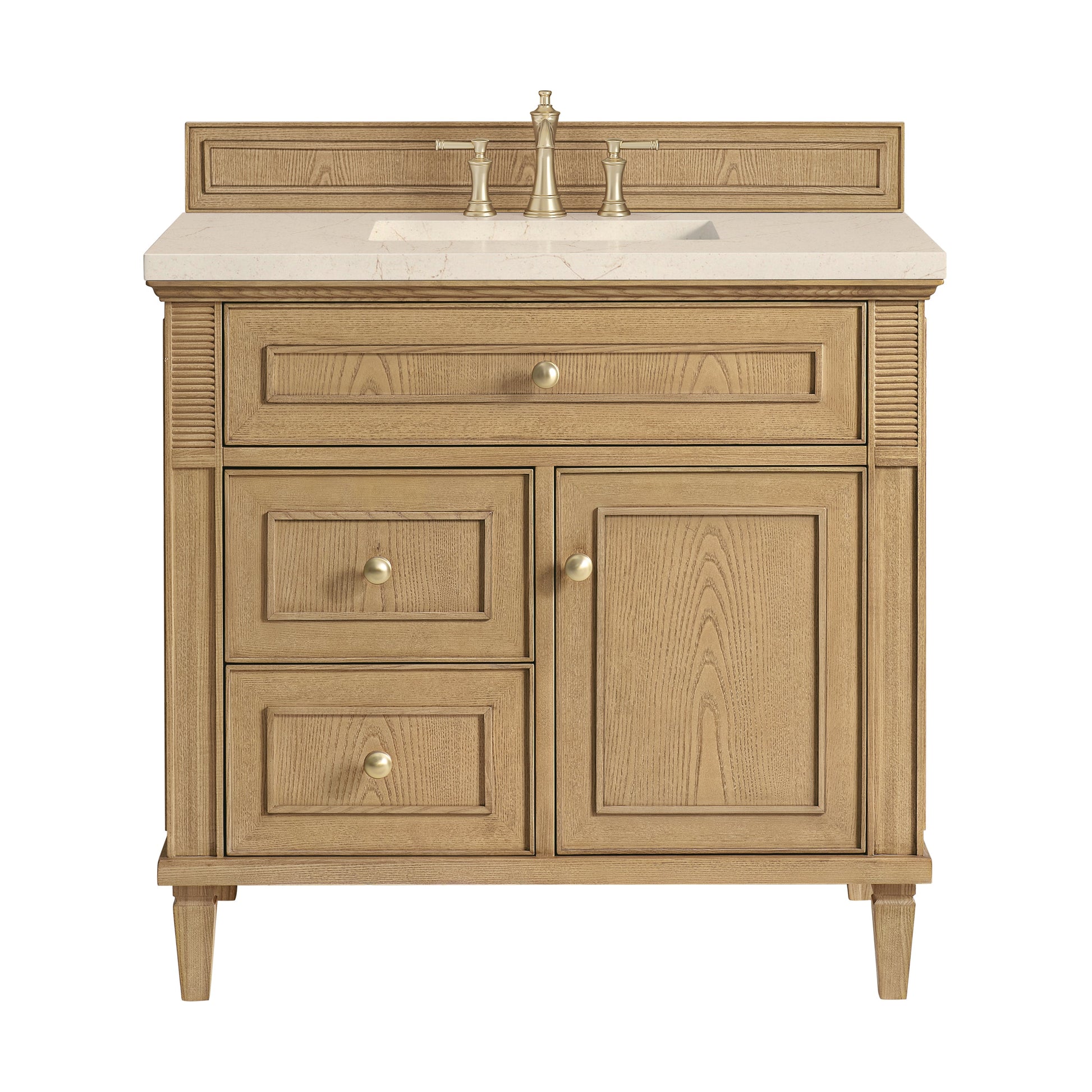 James Martin Vanities Lorelai 36" Light Natural Oak Single Vanity With 3 CM Eternal Marfil Quartz Top